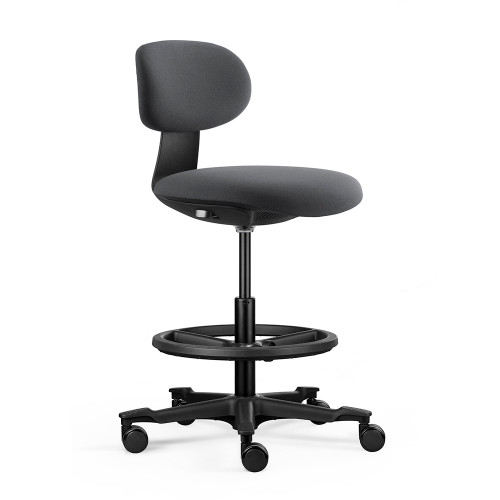 Rapidline Yoyo Drafting Stool Height Adjustable Black Frame Dark Grey Fabric