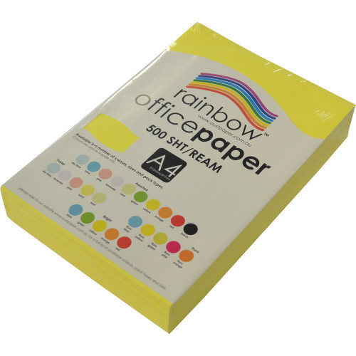 RAINBOW 80GSM OFFICE PAPER A4 Fluoro Yellow Ream of 500