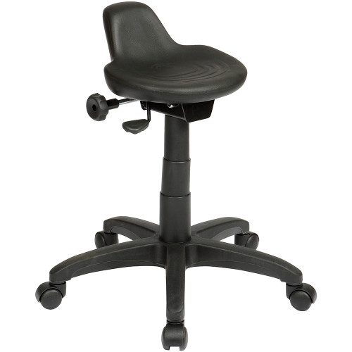 State ST006 Industrial Drafting Stool 575-825mmH Chrome Foot Ring Black PU