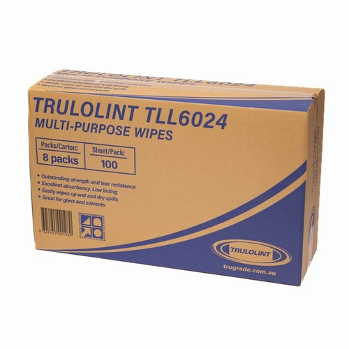 TRUGRADE WIPES TLL6024 800 SHEETS WHITE MULTIPURPOSE WIPES 28CM X 35CM 100 WIPES PER PACK CARTON OF 8 PACKS