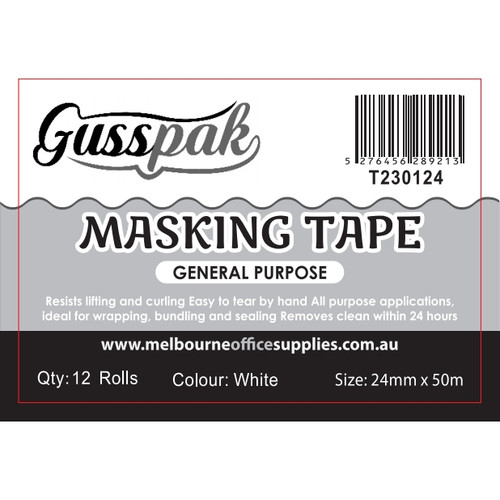 GUSSPAK MASKING TAPE 24mm x 50m - Carton of 96 Rolls
