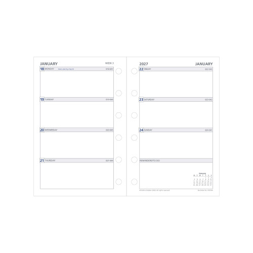 DEBDEN DAY PLANNER REFILLS Pocket Weekly Dated Calander KT3700 (Pre-Order Now for 2027) ** ETA 30/9/2026 **