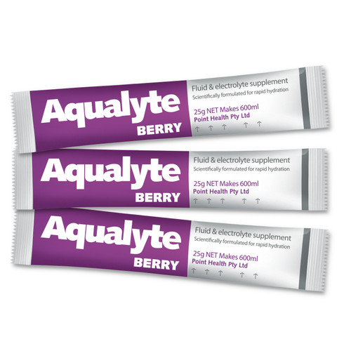 Aqualyte Electrolyte Powder Berry Flavoured Sachets 25g, Box of 50