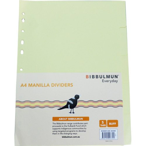 BIBBULMUN MANILLA DIVIDER A4 5 Tab Buff