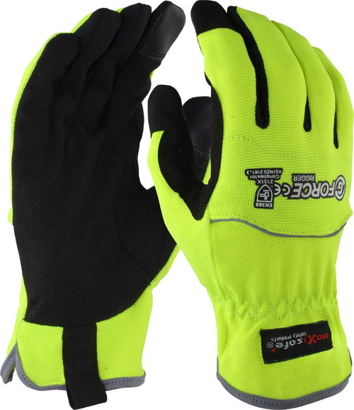 G-Force Hivis Synthetic Riggers Glove , Large Pair