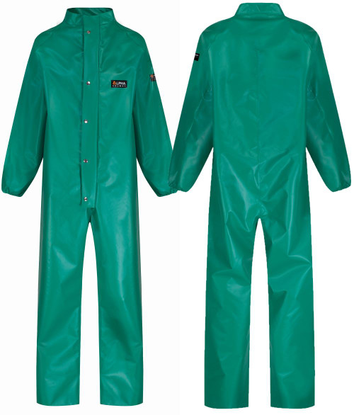 Chemmaster Green PVC Coverall With Collar, Small