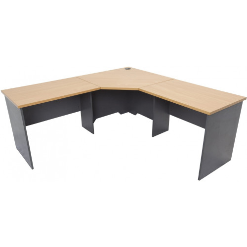 OPEN CORNER WORKSTATION 3 PIECE 1800(W) x 1800(W) x 600(D) x 730(H)mm BEECH / IRONSTONE