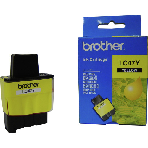 BROTHER LC-47Y ORIGINAL YELLOW INK 400 PAGE YIELD Suits DCP-110C / 115C / 120C / MFC210C / 215C / 410CN / 425CN / 620CN / 640CW / 3240C / 5440CN / 5840CN FAX 1840