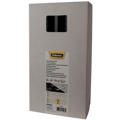 Fellows Plastic Binding Combs 32mm 21 Ring - Black (Box of 50)