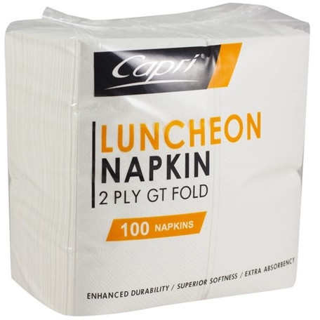 Capri Napkins 2 Ply Gt Fold White Luncheon Carton of 2000