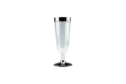 150ml Champagne Glass With Silver Rim, Pack of 6