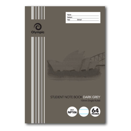 Olympic NSW Student Book NP106 250 x 175mm 64 Page 10mm Dark Grey (197743)