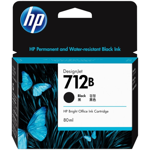 HP 712B 80ML BLACK INK TO SUIT HP DESIGNJET T230, DESIGNJET T250 AND DESIGNJET T650