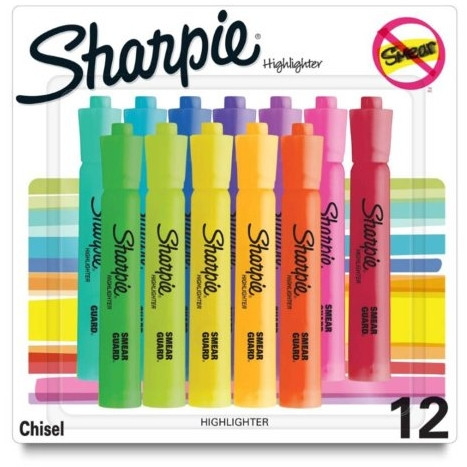 Sharpie Tank Highlighters Assorted Colours Pack of 12