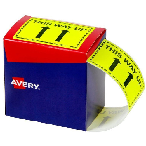 AVERY 932605 MESSAGE LABEL THIS WAY UP 75 X 99.6MM FLUORO YELLOW PACK 750