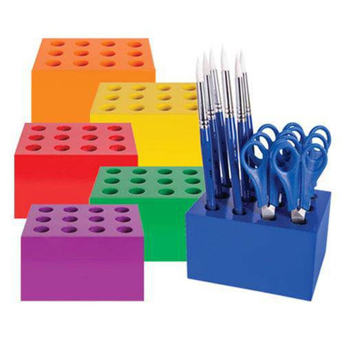 ColourSorts Classroom Organisers by Zart: Scissor and Brush Storage Block Set Pack of 6