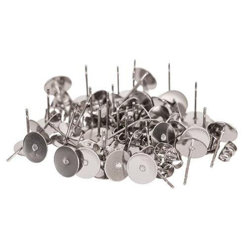 Earring Posts and Studs Stainless Steel 8mm Pack of 100