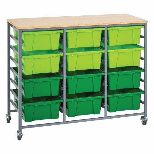 Triple Tote Tray Trolley Kits - Triple Kit - Green