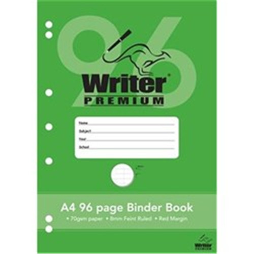 Writer Premium A4 96pg Binder Book 8mm ruled + margin