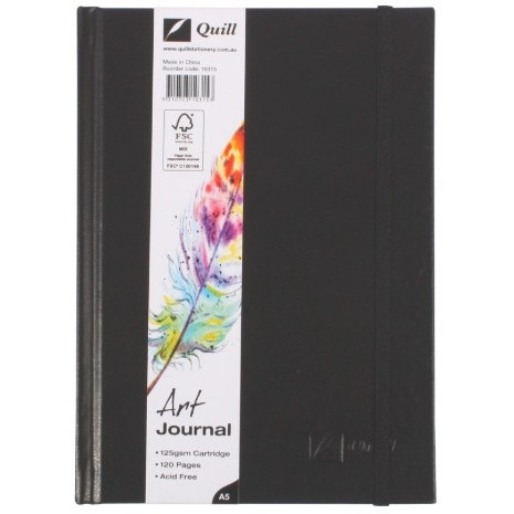 Quill Art Journal 125gsm A5 60 Leaf - Black (10315)
