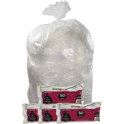 Gusspak Rubbish Bags Premium White 36ltr Roll Of 50