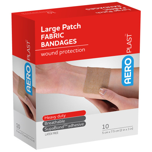 AEROPLAST Premium Fabric Large Patch 7.5 x 5cm, Box of 10