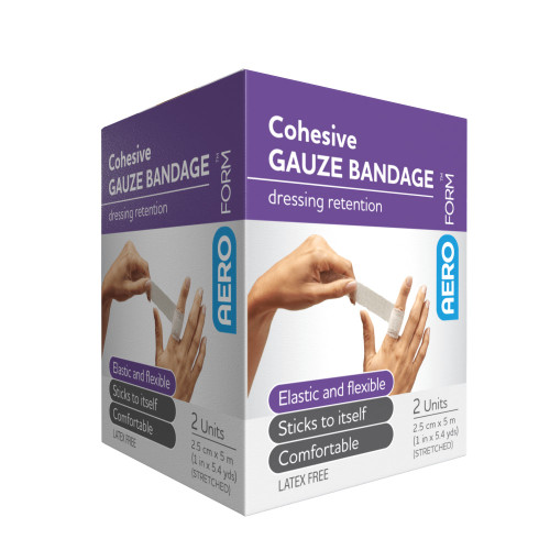 AeroForm Cohesive Gauze Bandage 2.5cm x 5M, Pack of 2