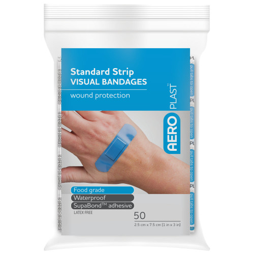 AEROPLAST Premium Visual Strip 7.5 x 2.5cm, Bag of 50