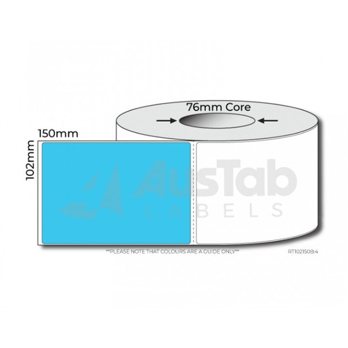 AUSTAB Direct Thermal Transfer Labels 102mm x 150mm, 76mm core - Blue, Roll of 1000 Labels