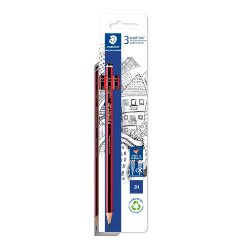 Staedtler 110 Tradition Graphite Pencils - 2H, Card of 3