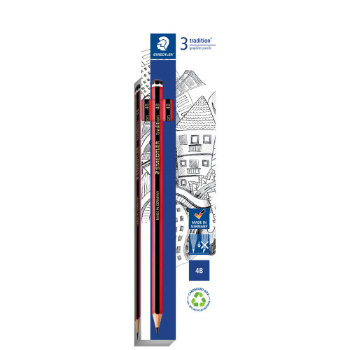 Staedtler 110 Tradition Graphite Pencils - 4B, Card of 3