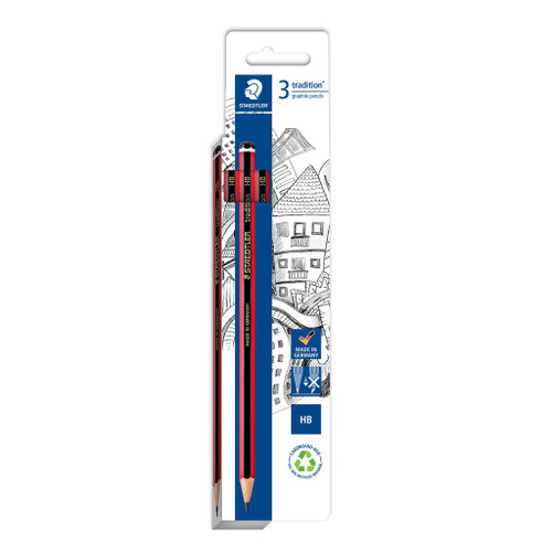 Staedtler 110 Tradition Graphite Pencils - HB, Card of 3