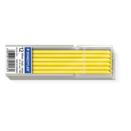 Staedtler 218 Lead Lumocolor Non-Permanent Refills ~3mm - Yellow, Pack of 12