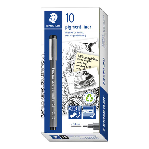 Staedtler 308 Pigment Liner 0.8mm - Black, Each