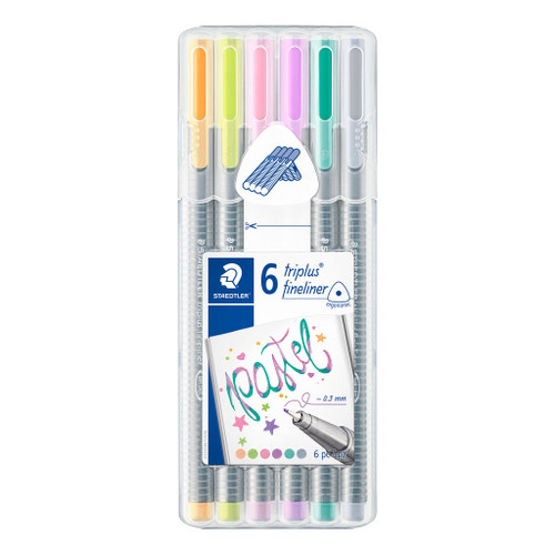 Staedtler 334 Triplus Fineliner - Wallet of 6 Assorted Pastel Colours