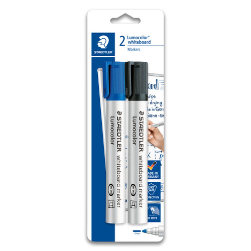 Staedtler 351 Lumocolor Whiteboard Marker Bullet Point Assorted Colours, Card of 2