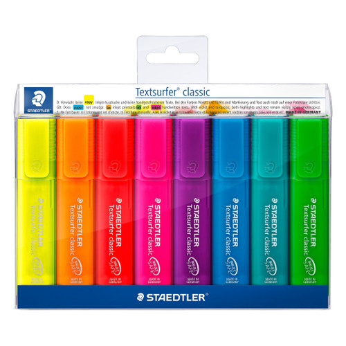Staedtler 364 Textsurfer Classic Rainbow Colour Highlighters - Wallet of 8 Assorted