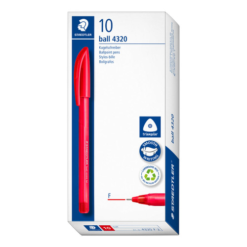 Staedtler Stick 4320 Triangular Ballpoint Pen Fine - Red, Each
