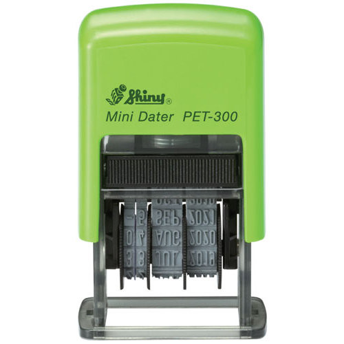 Shiny Self-Inking Recycled PET Mini Date Stamp - Black