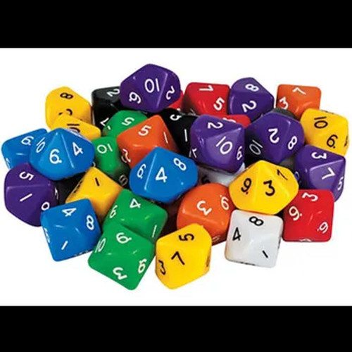 DICE 10 FACE 1-10 (50 PIECES)