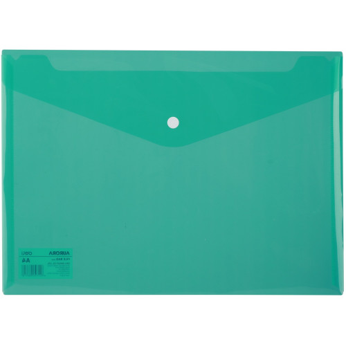 Deli Document Wallet Plastic A4 Button Closure Green, Pack of 12