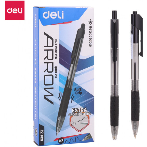Arrow Retractable ball point pen Black .7mm Pack of 12