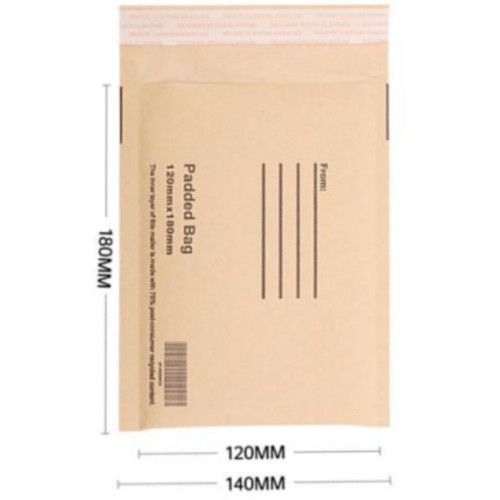 Paper Bubble Padded Bags 120 X 180 X 50mm Flap Brown - (PB0BPCR), Box of 200