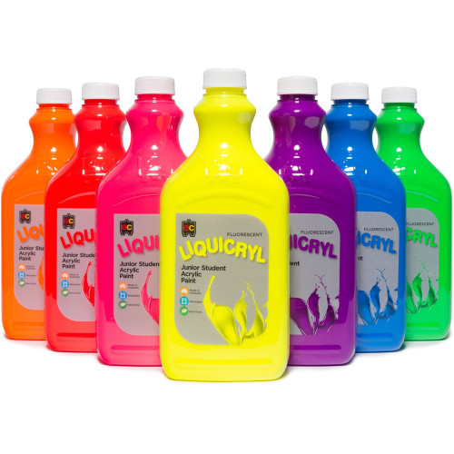 EC LIQUICRYL FLUORESCENT PAINT 2 Litre Kit of 7 Colours