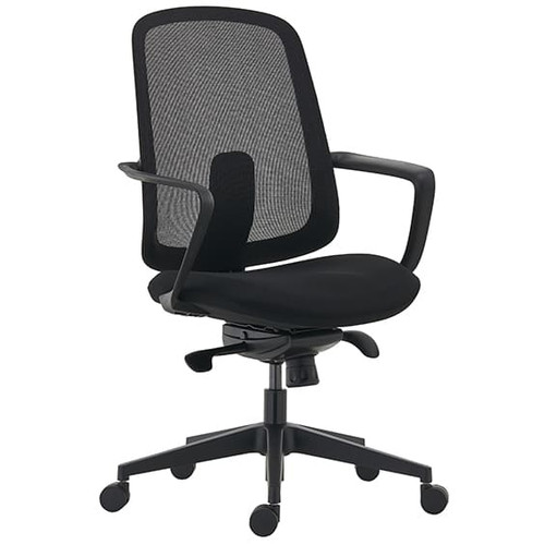 Dela Boardroom Chair Mesh Back in Black Fabric