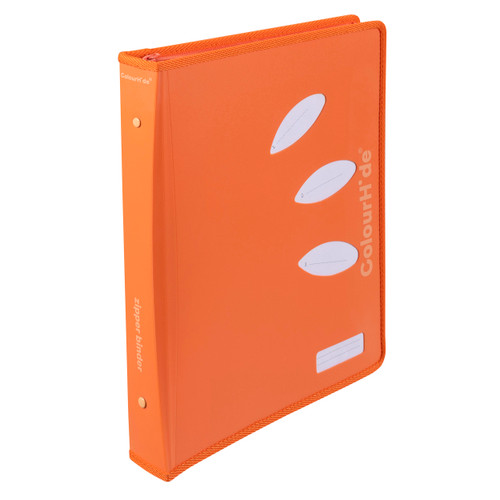 Colourhide Zipper Ring Binder Tangerine, Each