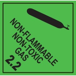 Non Flammable/ Non Toxic Gas 2.2 Dangerous Goods 100mm x 100mm Label, Roll of 1000 Labels