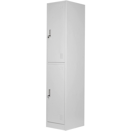 METAL DOUBLE-DOOR LOCKER ASSEMBLED 380w x 450d x 1850h (LIGHT GREY)