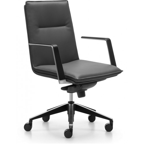 Mirage Medium Back Executive Chair in Black Leather, Each