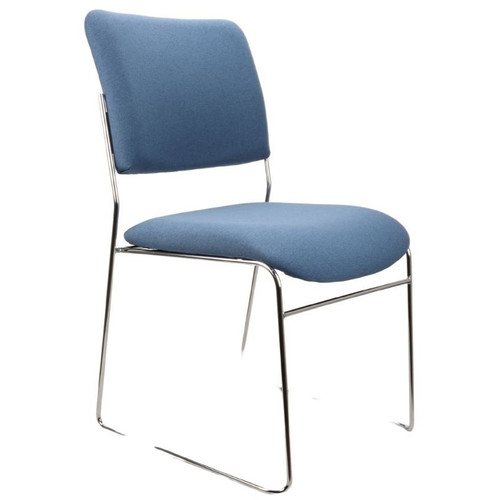 Vista Solid Rod Visitor Chair with Chrome Frame and Cobalt Fabric - Assembled, Each